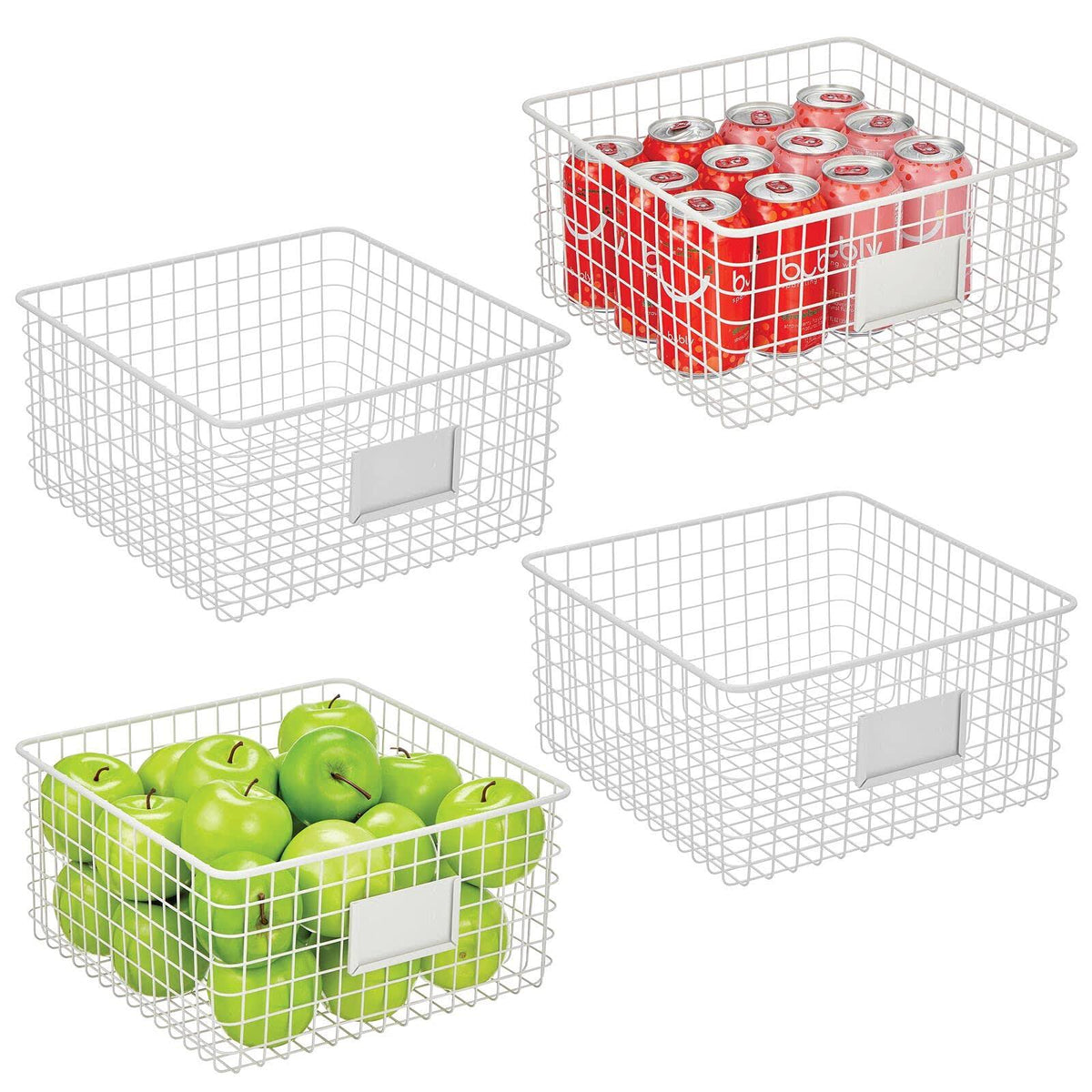 Metal Wire Food Organizer Storage Baskets with Label Slot D98446