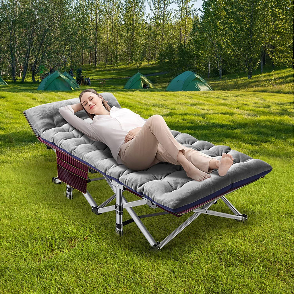 Folding Camping Cot with Cushion & Carry Bag O683794