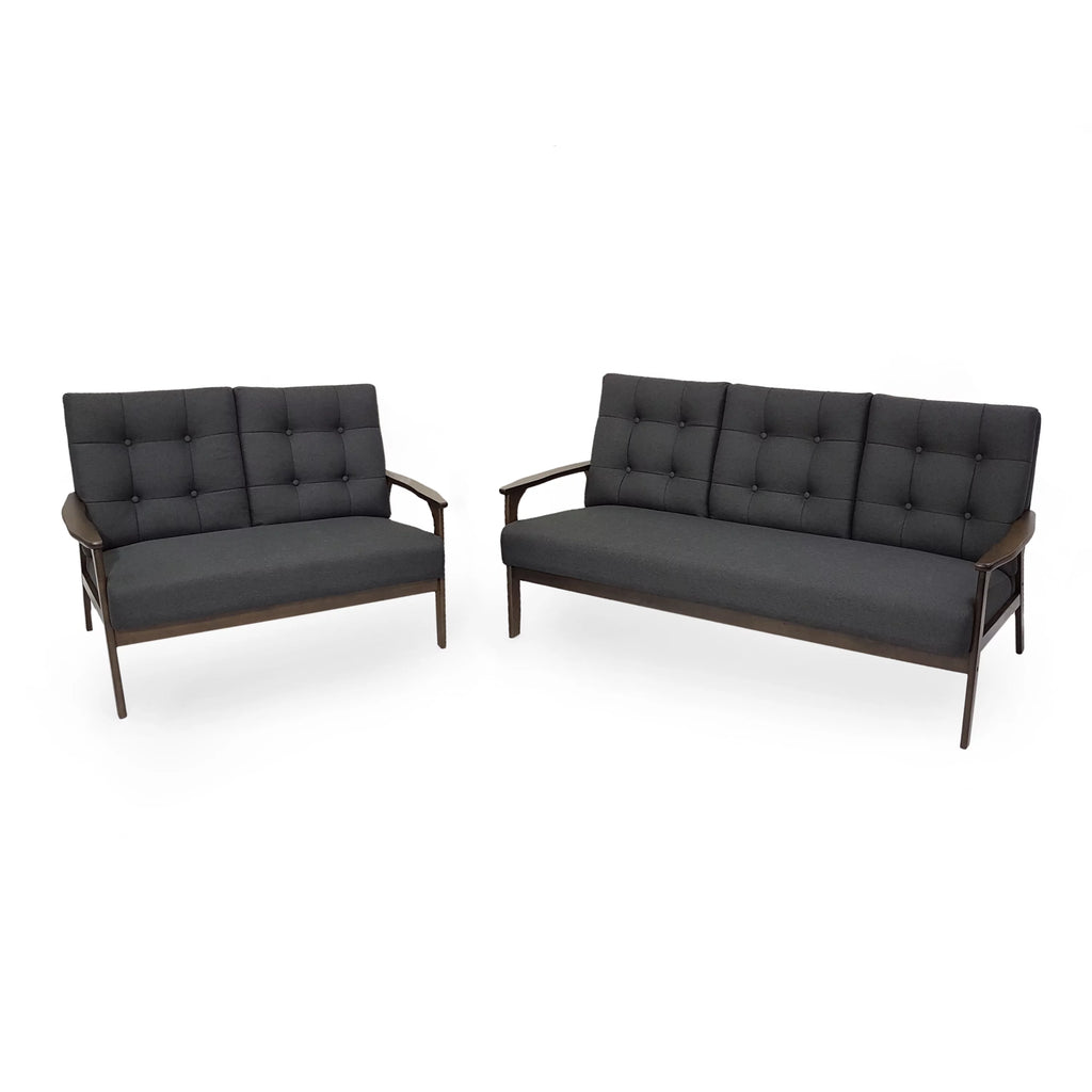 Charcoal Gray Fabric 2 Piece Sofa and Loveseat W991011