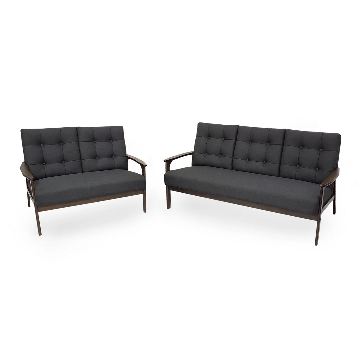 Charcoal Gray Fabric 2 Piece Sofa and Loveseat W991011