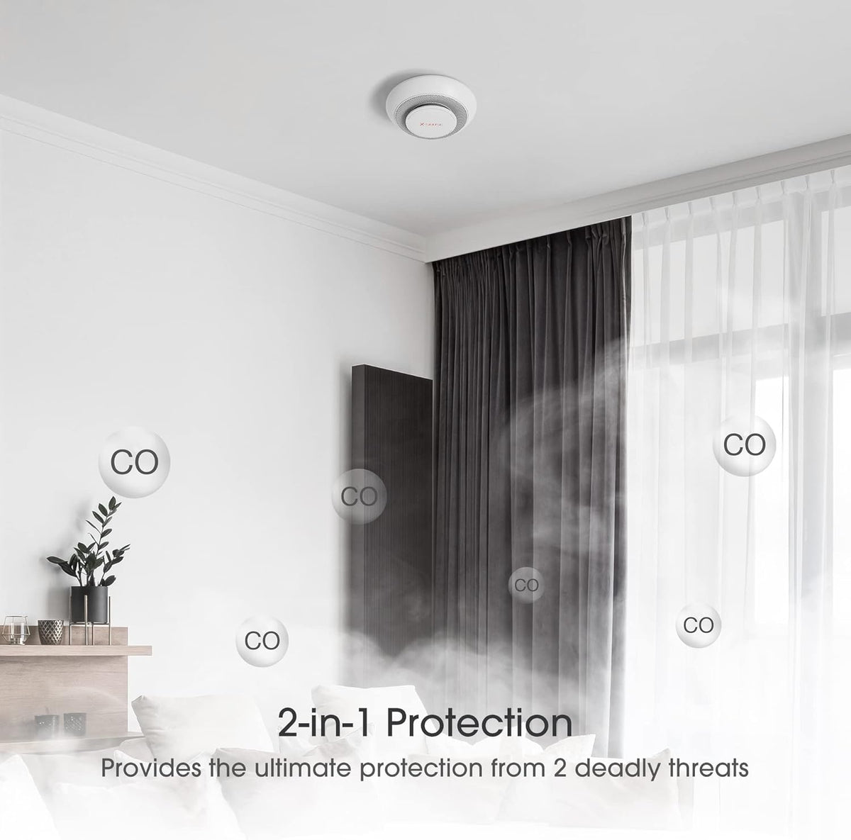 10 Years Battery Wireless Interconnected Combination Smoke and Carbon Monoxide Detector Alarm, 3-Pack P41609