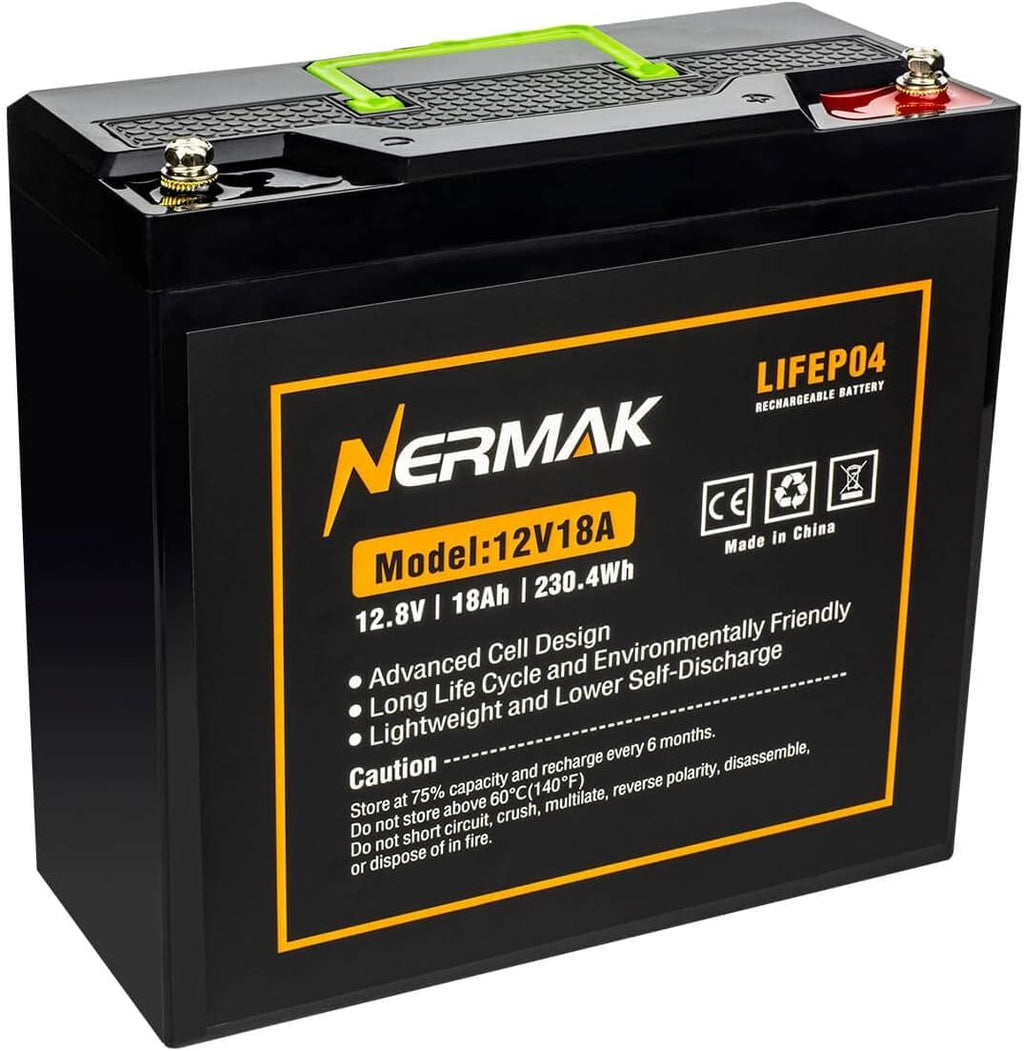12V 18Ah LiFePO4 Deep Cycle Battery, 2000+ Cycles, 20A BMS, Pack of 2 I728373