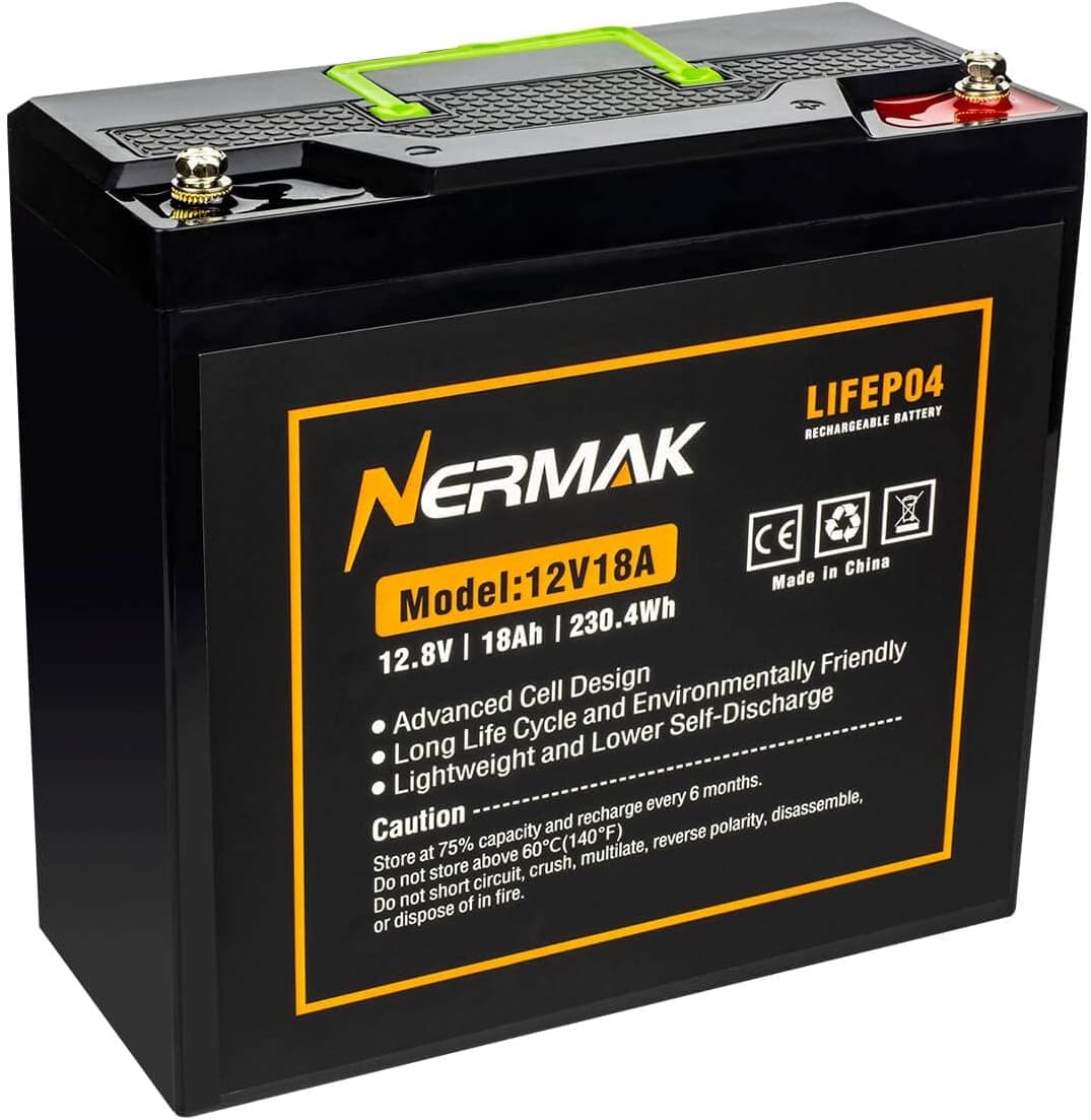12V 18Ah LiFePO4 Deep Cycle Battery, 2000+ Cycles, 20A BMS, Pack of 2 I728373
