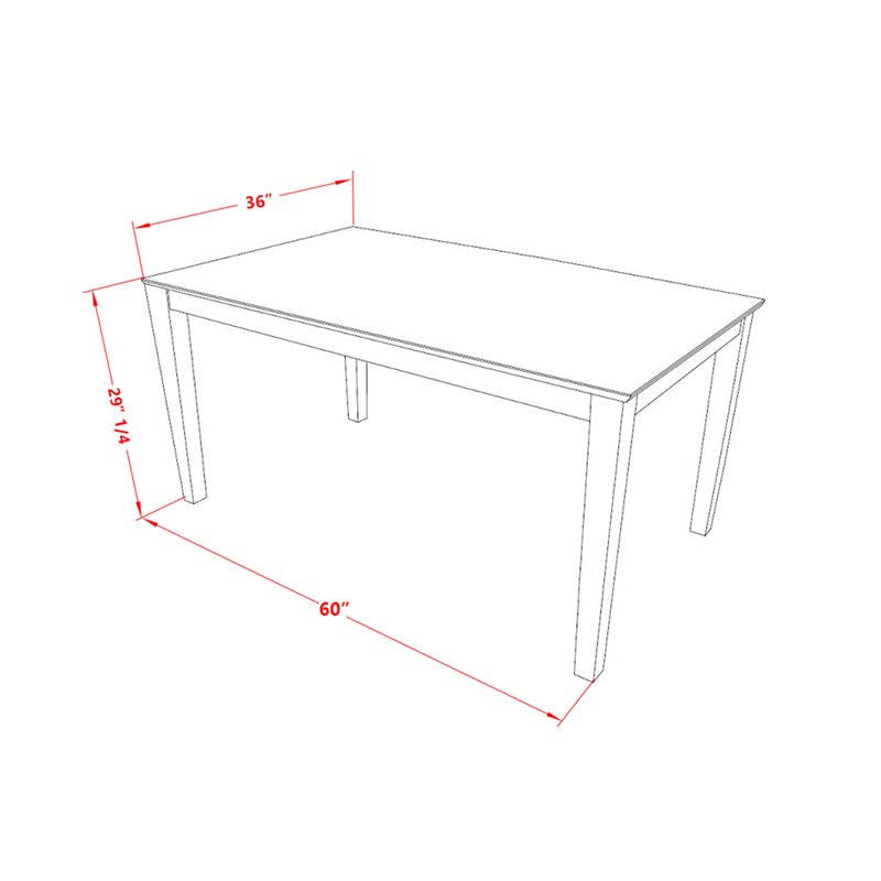 5pc White Rectangular 60 inch Table and 4 Chairs W4890