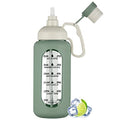 64oz Glass Water Bottle with Straw and Time Marker, Black Y553901