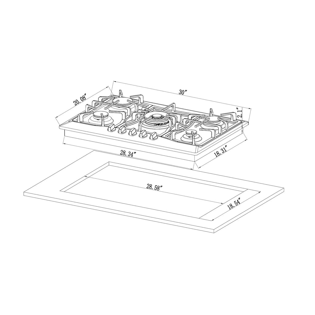 2 Piece Kitchen Appliances Package with 30" Gas Cooktop and 36" Under Cabinet Range Hood U319903