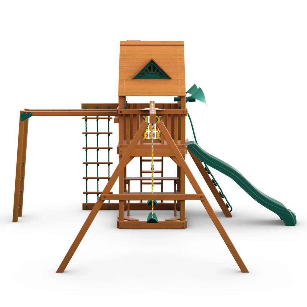 Wooden Swing Set with Monkey Bars and Picnic Table P566