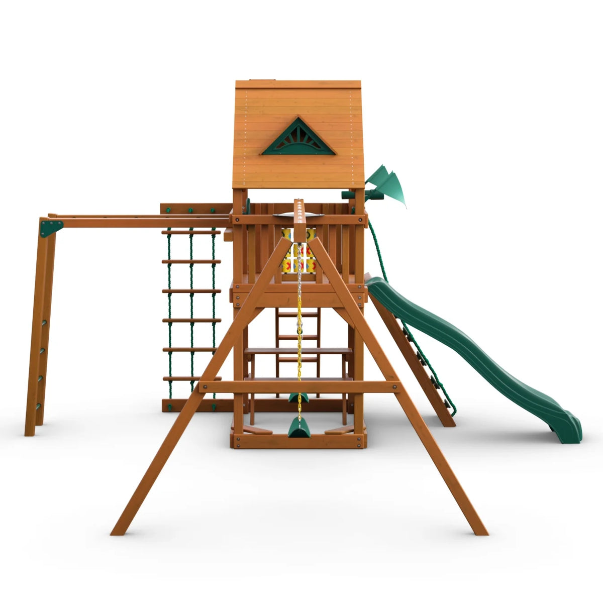 Wooden Swing Set with Monkey Bars and Picnic Table P566