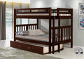 Full/Full Mission Bunk Bed with Trundle Bed Dark Cappuccino K97952