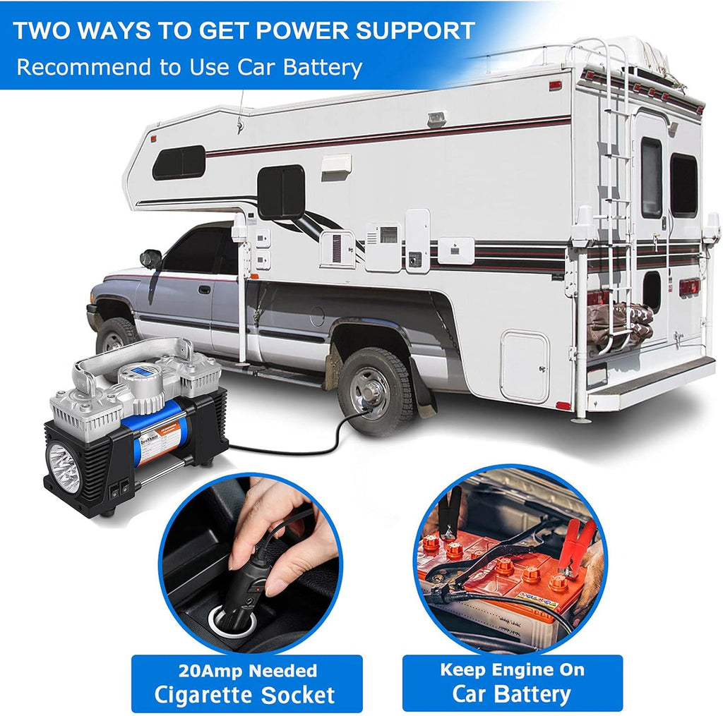 Pack of 2 Portable 12Volt 150PSI Tire Inflator Air Compressor with Digital Pressure Gauge N526538