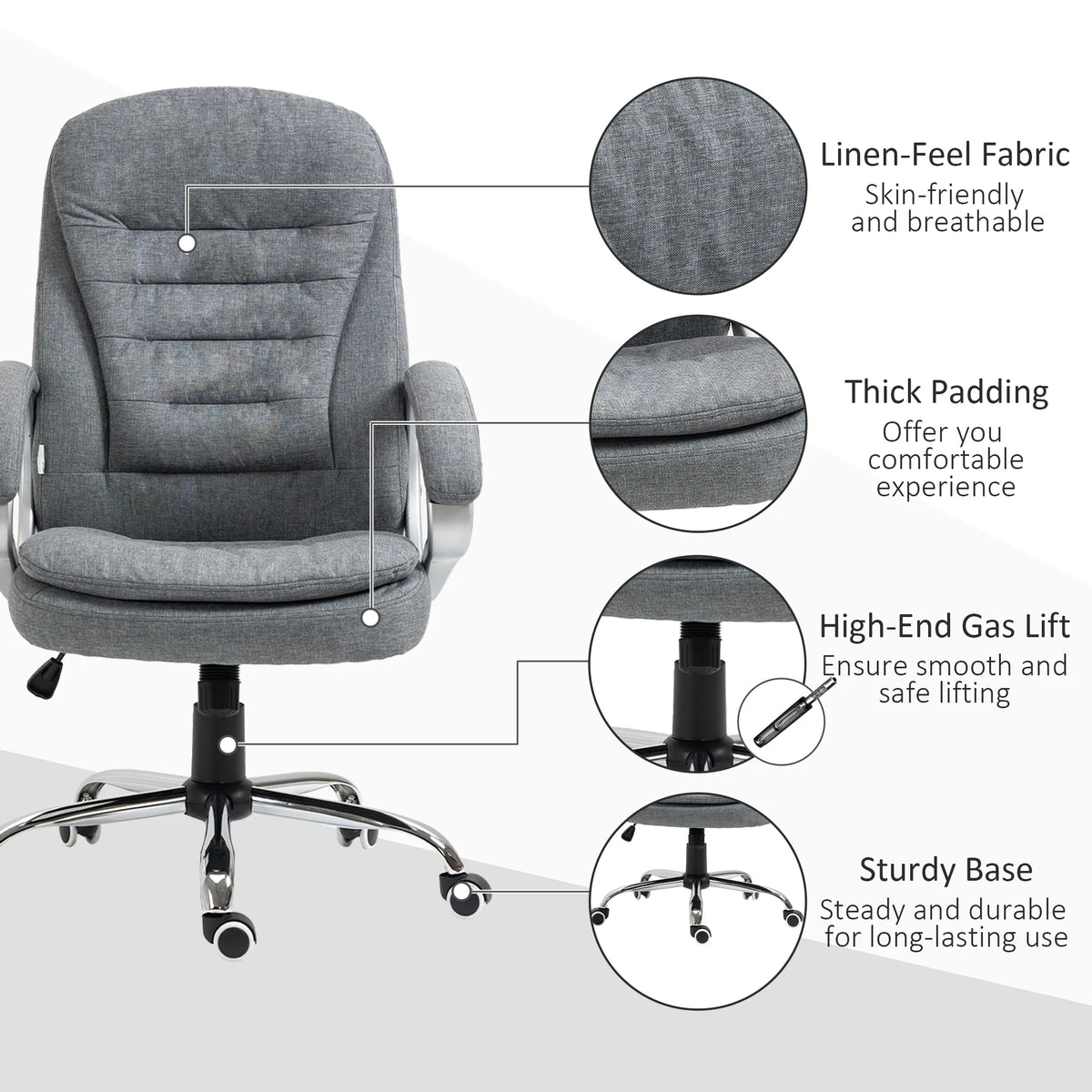 Grey Executive Chair with Adjustable Height V7604