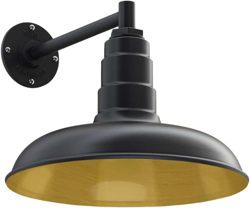 Green Steel Dome Gooseneck Barn Light H350