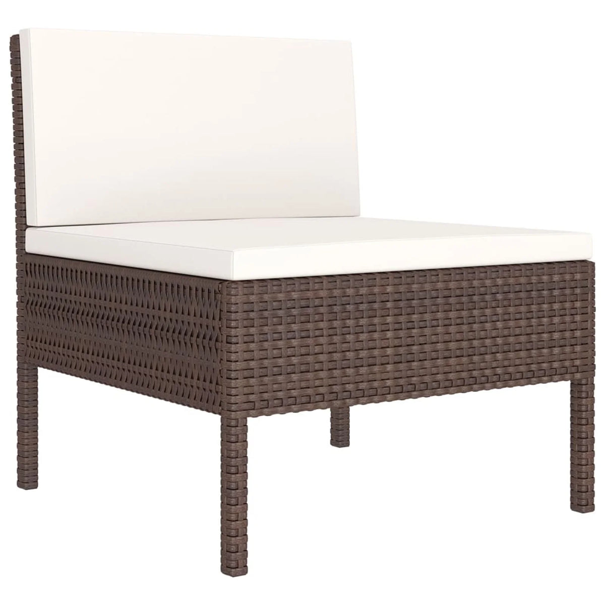 9 Piece Patio Lounge Set with Cream White Cushion Brown Poly Rattan Sectional Outdoor Furniture Set I5243