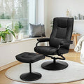 Black PU Leather Swivel Recliner Chair with Ottoman E878