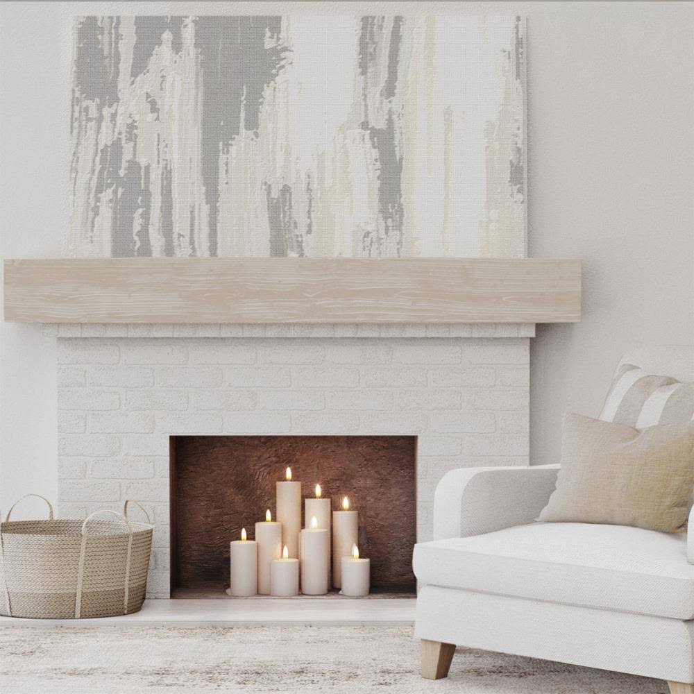 White Washed Faux Wood Fireplace Mantel B494