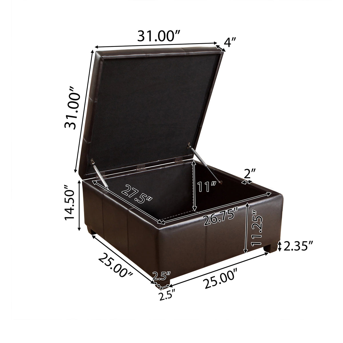 Espresso Bonded Leather Storage Ottoman J651