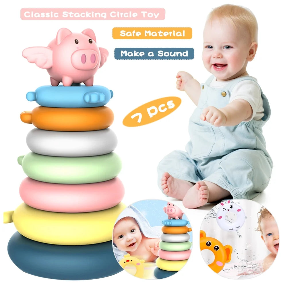 7 Pcs Soft Stacking Rings Toy C107816