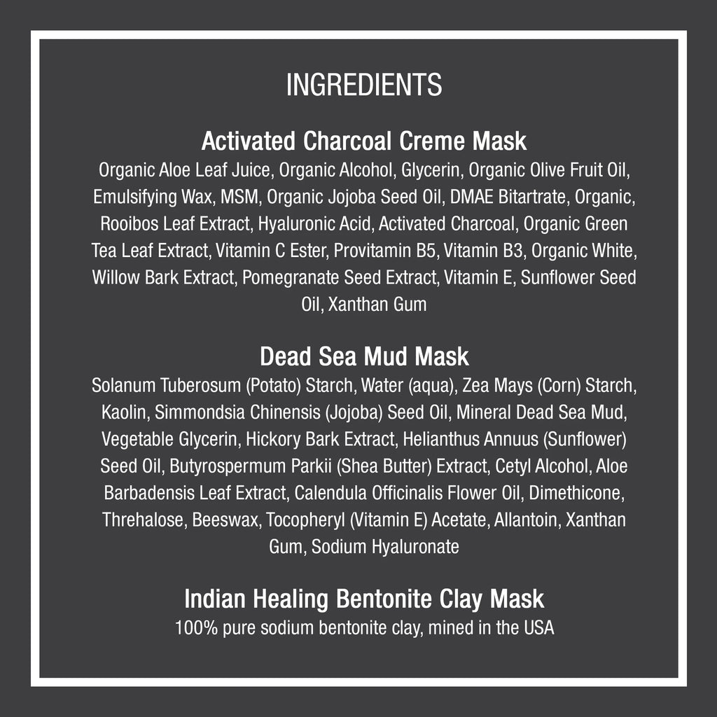 3 Pc Natural Mud Clay Charcoal Face Mask Set L278