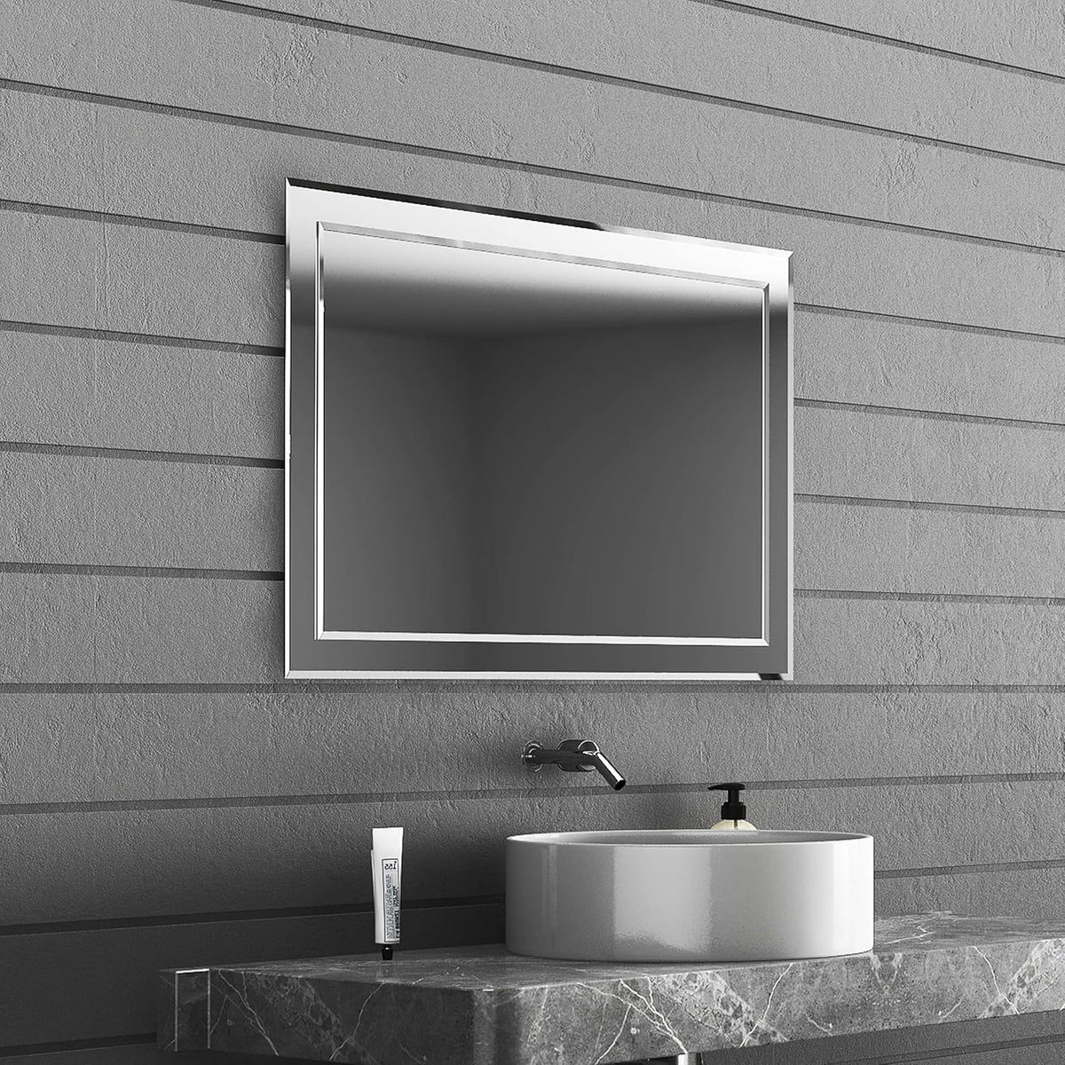 Frameless Rectangular Wall Mounted Double-Layer Mirror N162245