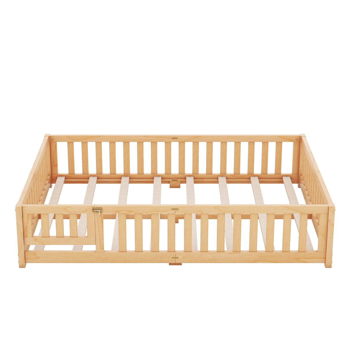 Queen Size Bed Floor Bed with Safety Guardrails Z453795