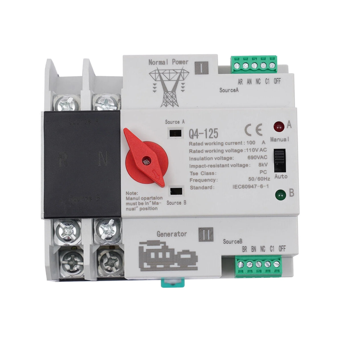 2P 100A 110V 50Hz/60Hz Automatic Transfer Switch W705