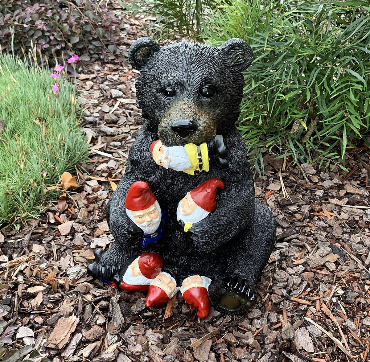 Black Bear Garden Gnome Statue D7625