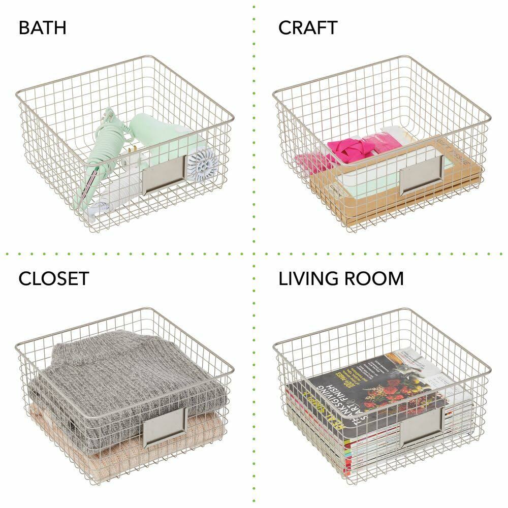 Metal Wire Food Organizer Storage Baskets with Label Slot D98446