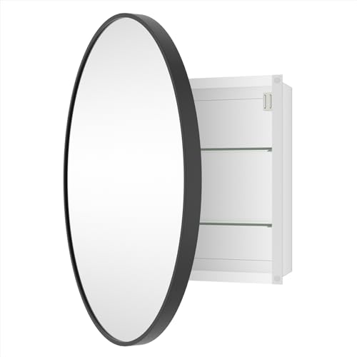 Gold Metal Framed Recessed Bathroom Medicine Cabinet with Beveled Mirror 16x24 inch J1741