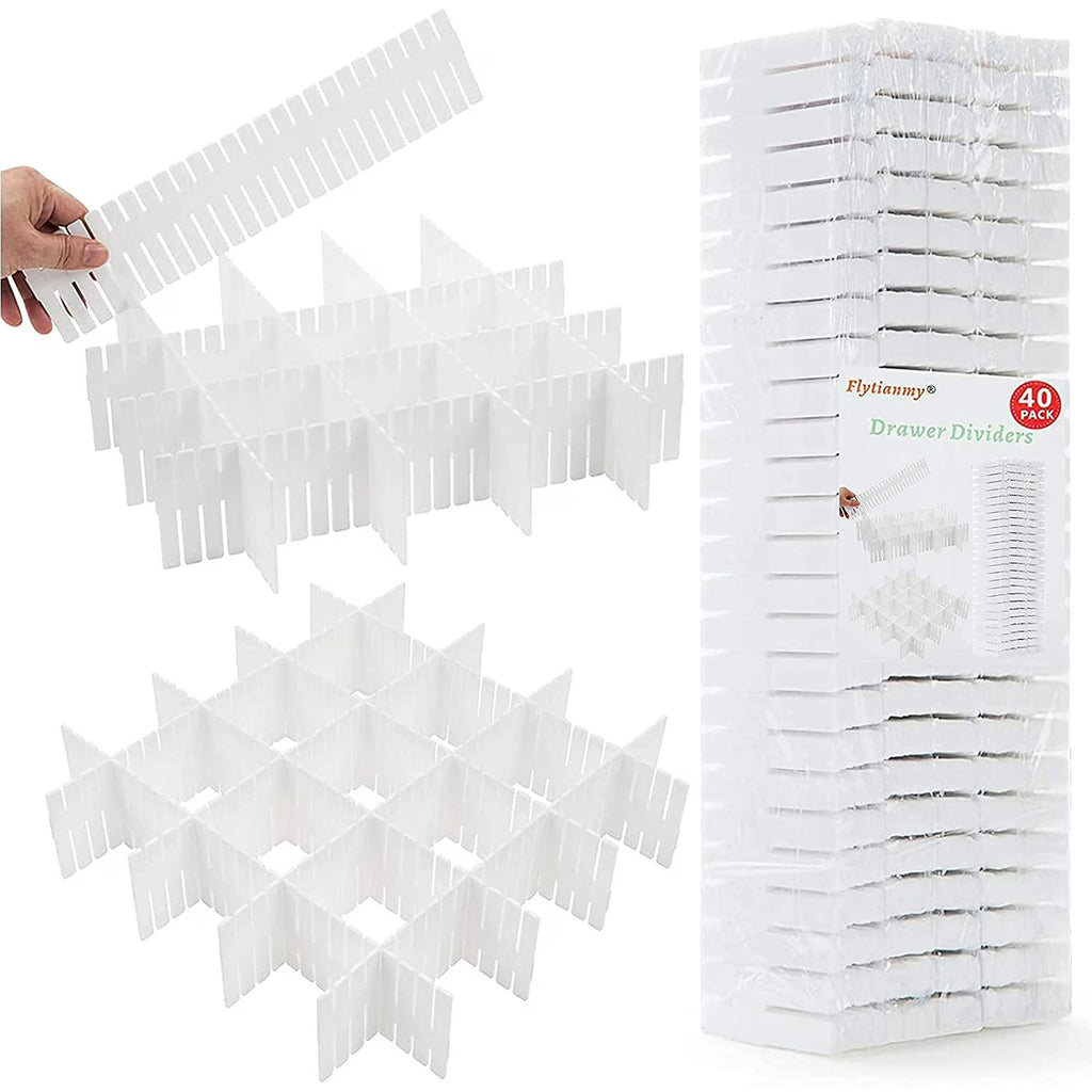 40 Pack White Drawer Dividers Organizer Set C925899