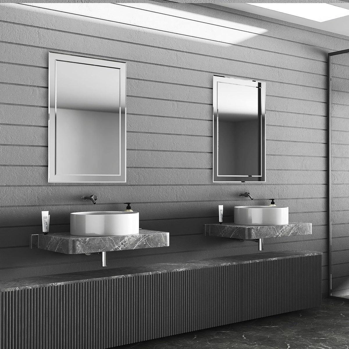 Frameless Rectangular Wall Mounted Double-Layer Mirror N162245