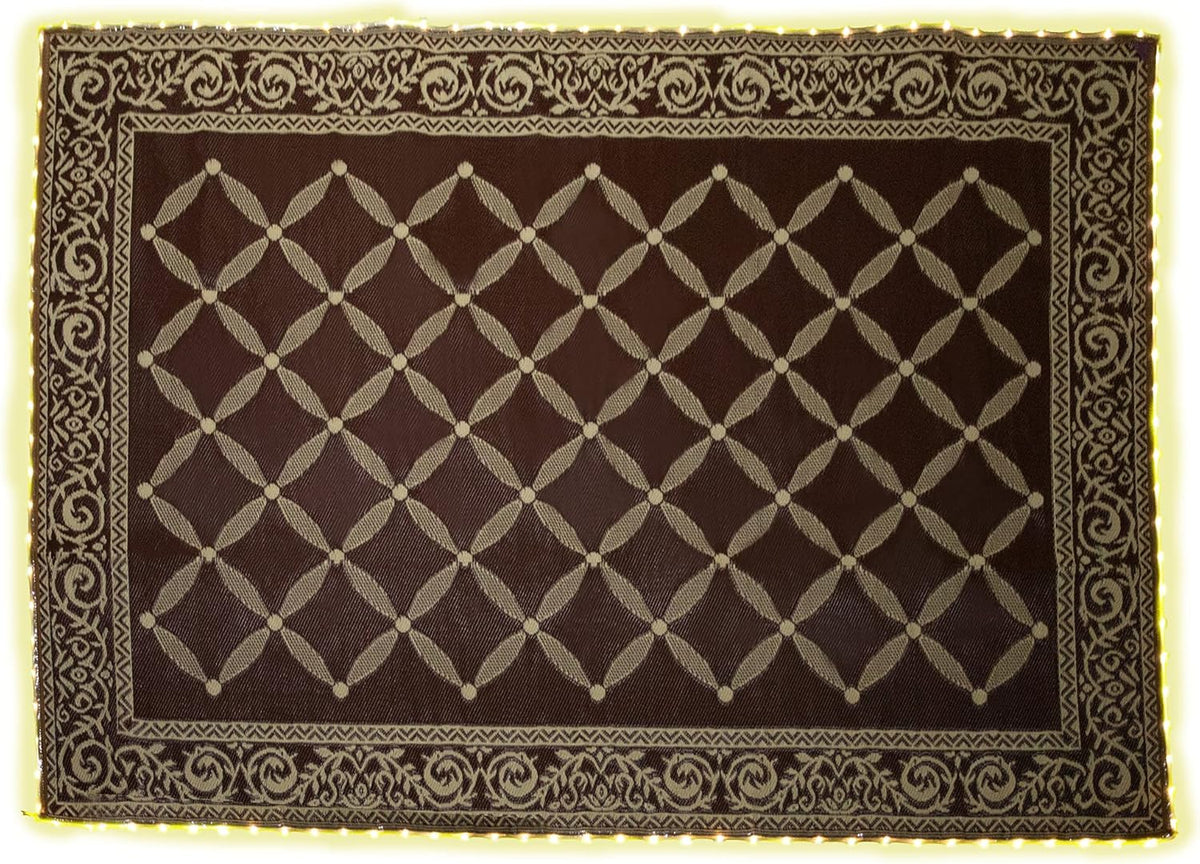 Brown Beige 8-Feet x 11-Feet Reversible Outdoor Mat S16171