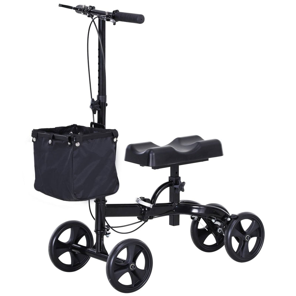 Black Foldable Knee Walker Scooter with Basket T4392