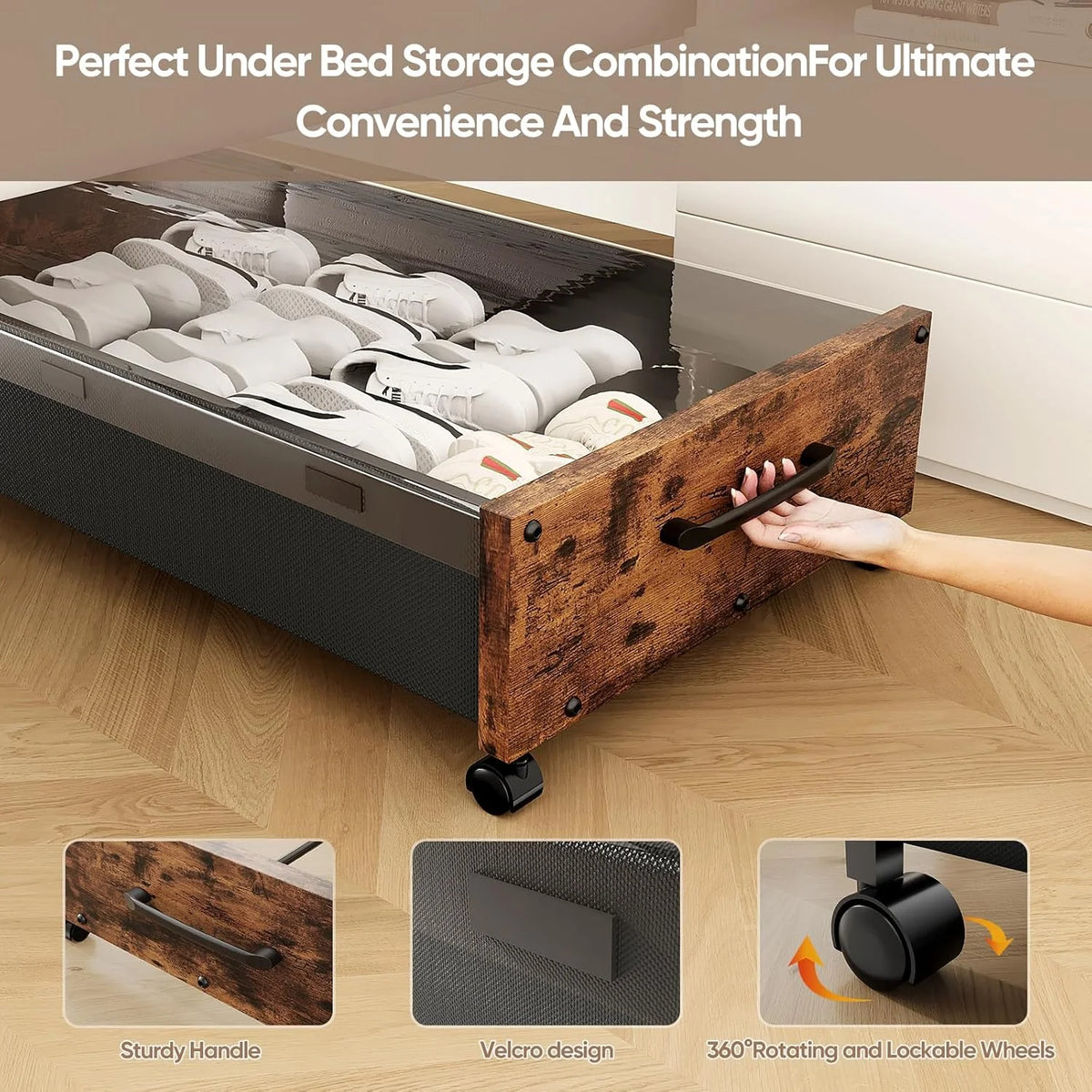 80L Extra-large Rolling Under Bed Storage Bins 2 Pack with Removable Lid M1224
