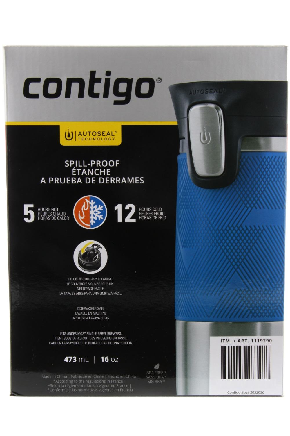 16oz Stainless Steel Spill-Proof Travel Mug (2 Pack) C433