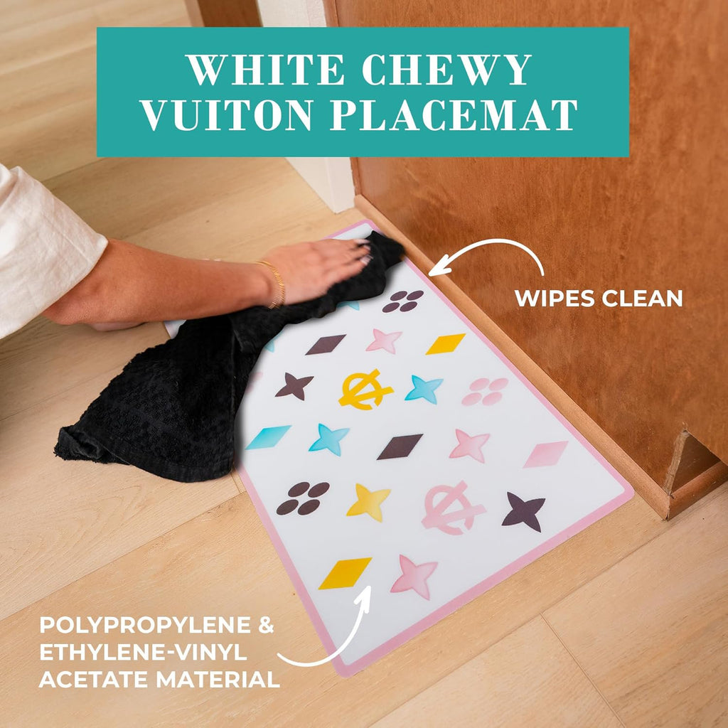 White BPA-Free Non-Skid Dog Bowls with Placemat, Case of 2 I1894