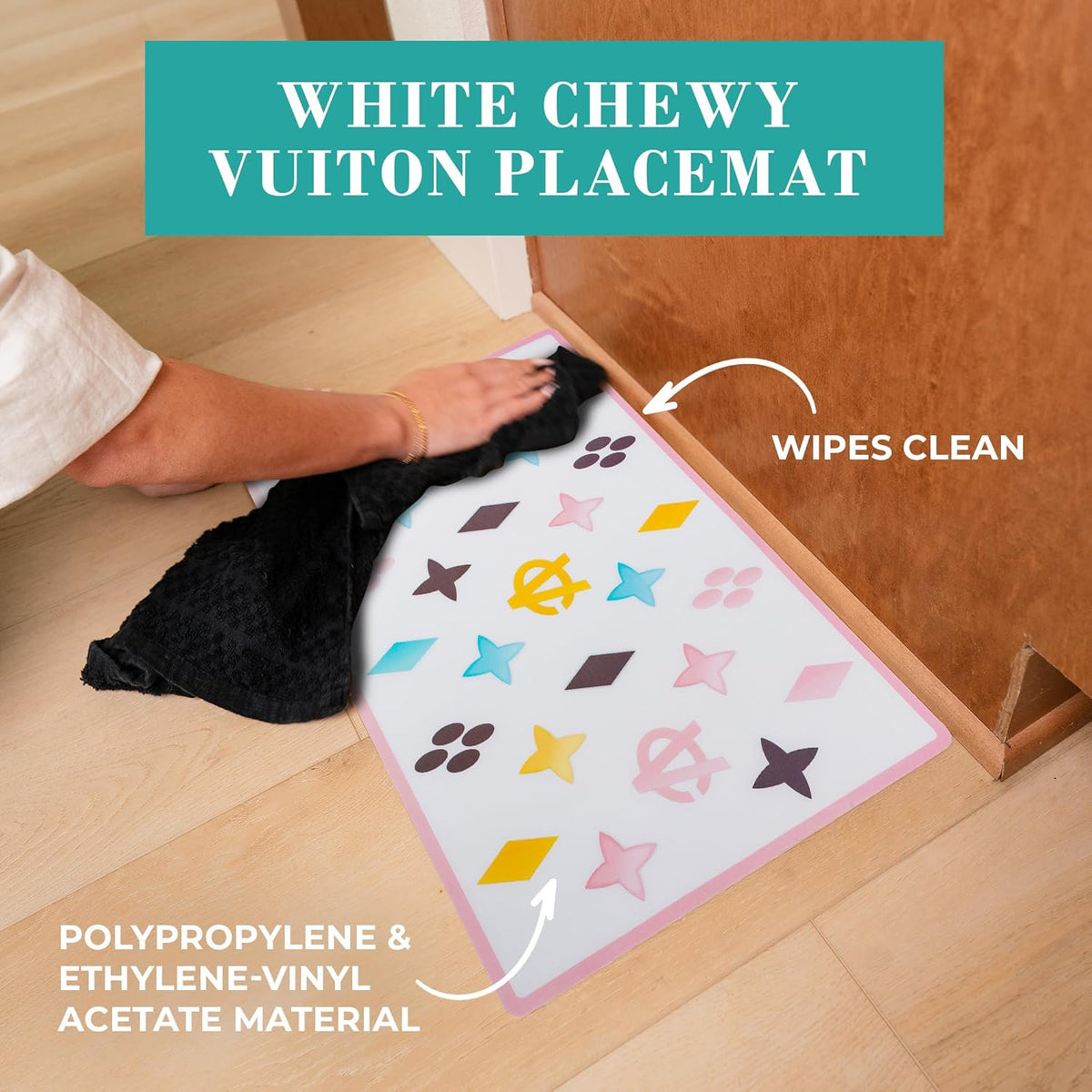 White BPA-Free Non-Skid Dog Bowls with Placemat, Case of 2 I1894