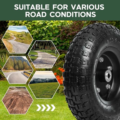13 Inch 1 PC Rubber Pneumatic Replacement Tires and Wheels 4.00-6 with 5/8'' Axle Bore Hole B7437