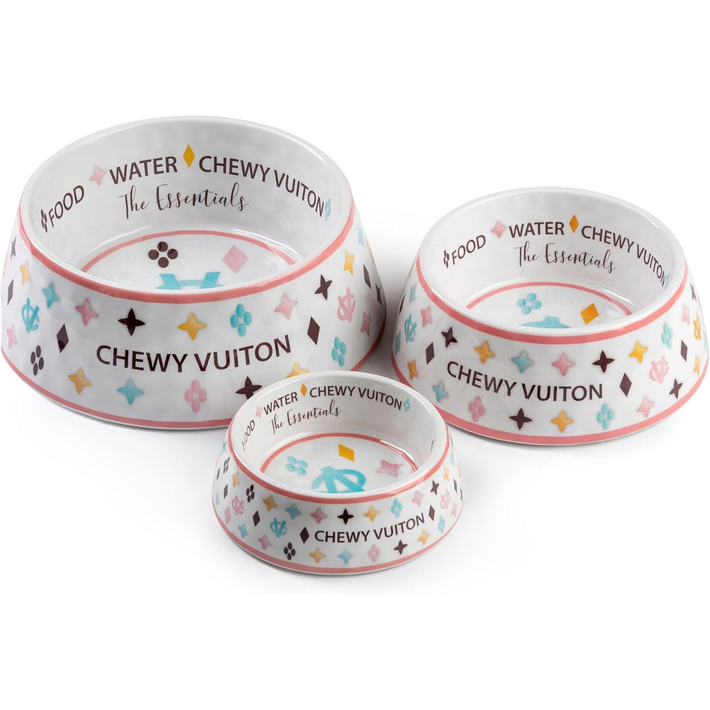 White BPA-Free Non-Skid Dog Bowls with Placemat, Case of 2 I1894