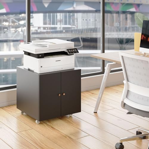 Black Small Rolling Printer Stand with Storage and Adjustable Shelf E212365