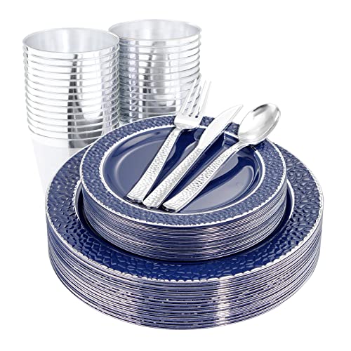 350PCS Clear Plastic Plates with Gold Trim Disposable Dinnerware Set A436
