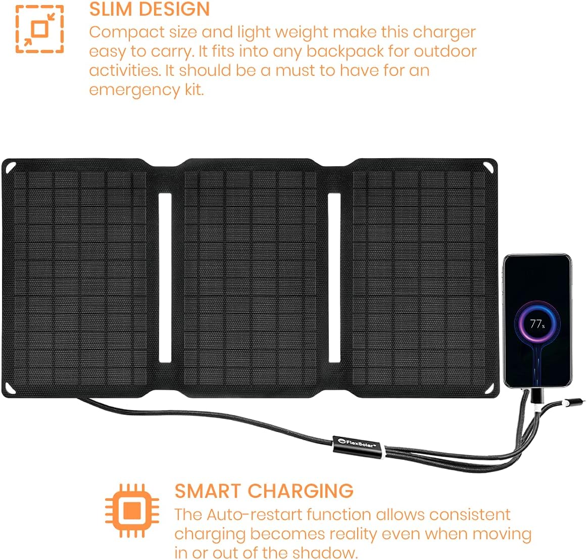 15W Foldable Monocrystalline Solar Panel Charger C87999