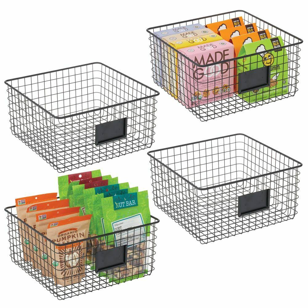 Metal Wire Food Organizer Storage Baskets with Label Slot D98446