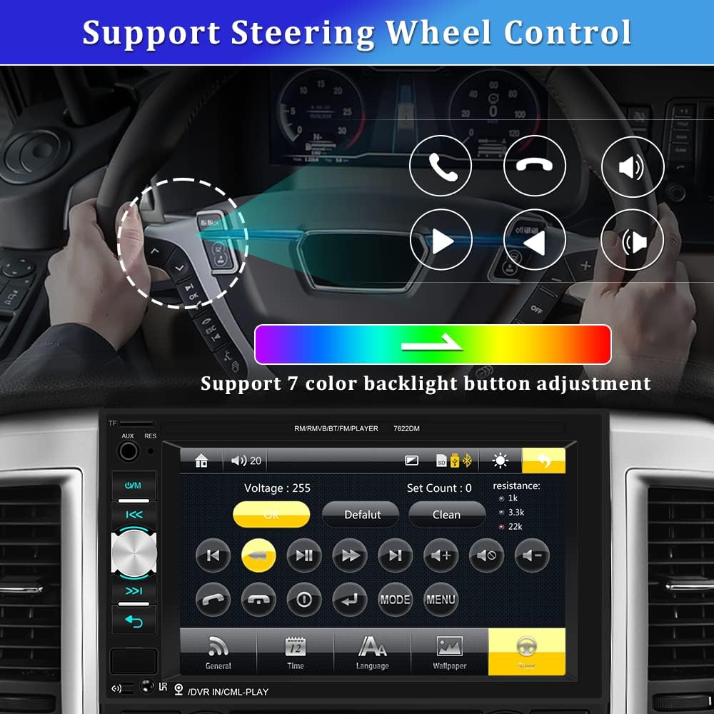 Double Din Bluetooth Car Stereo 6.2 Inch Touch Screen MP5 Player with Backup Camera X815103