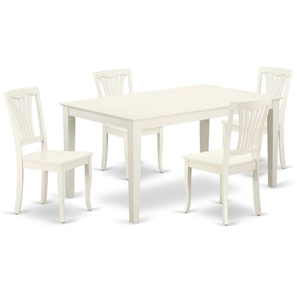 5pc White Rectangular 60 inch Table and 4 Chairs W4890