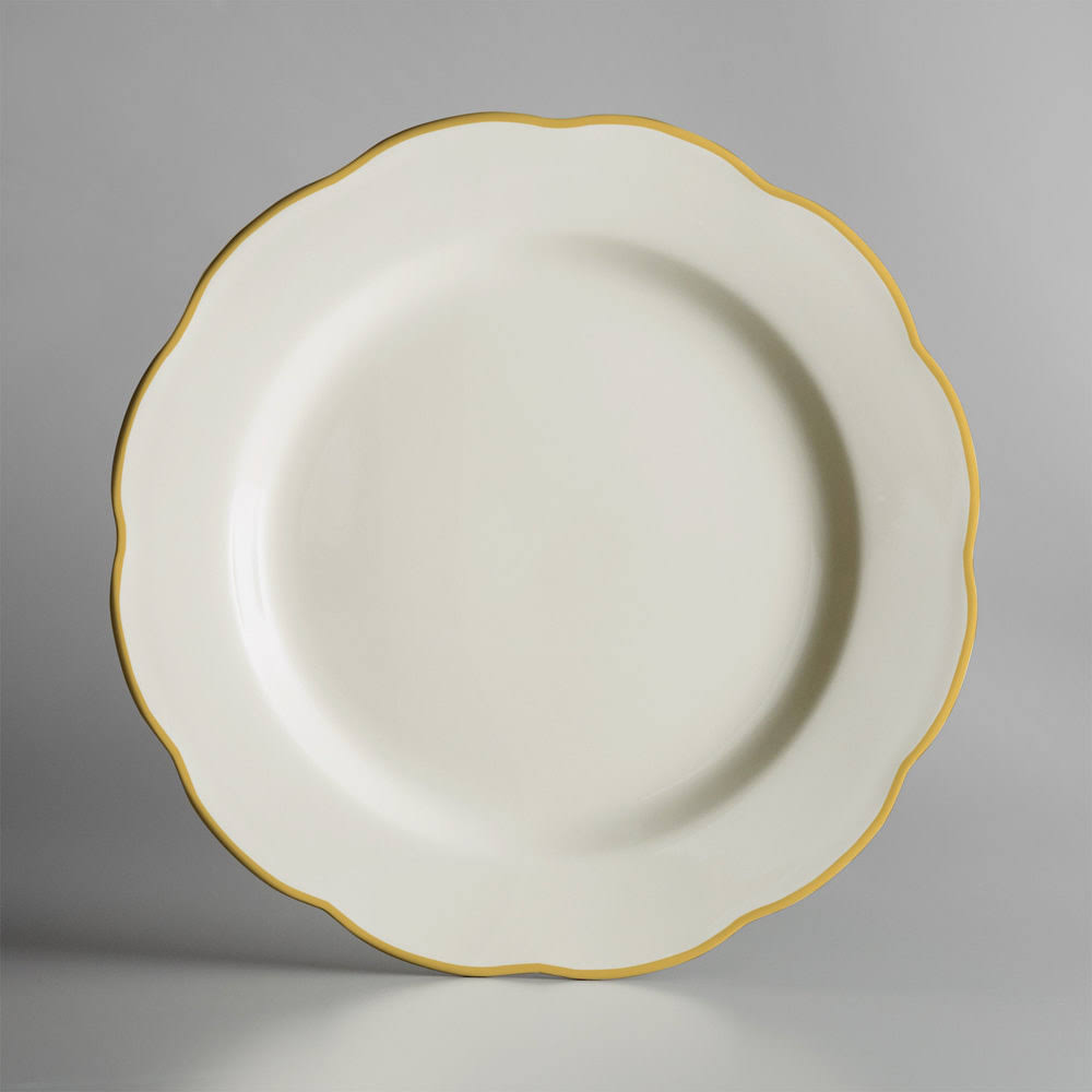 Ivory Scalloped Edge China Plate with Gold Band - 12/Case T938