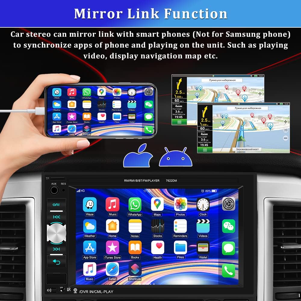 Double Din Bluetooth Car Stereo 6.2 Inch Touch Screen MP5 Player with Backup Camera X815103