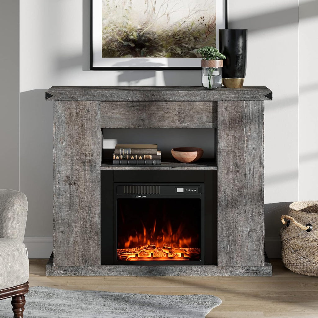 Electric Fireplace with Mantel and 7 Bookshelves I1357