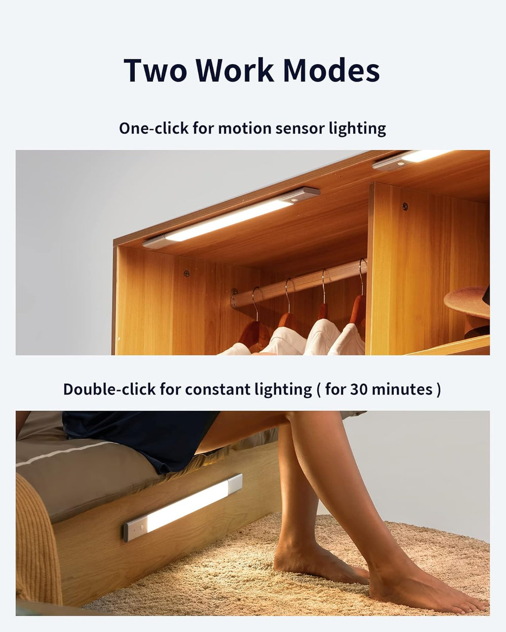 Under Cabinet Lights 48 LED Motion Sensor Light Indoor Wireless Rechargeable 2 Pack V930180