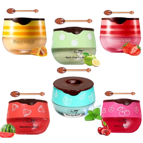 6 PCS Lip Balm Set (Honey, Strawberry, Watermelon, Apple Lime, Cherry, Mint) E474545