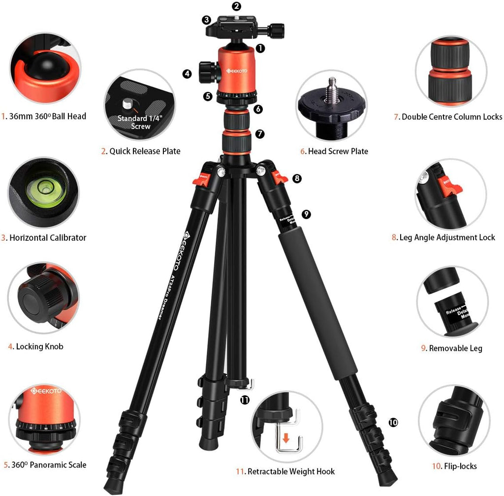 77’’ Aluminum Camera Tripod with 360 Degree Ball Head T4812
